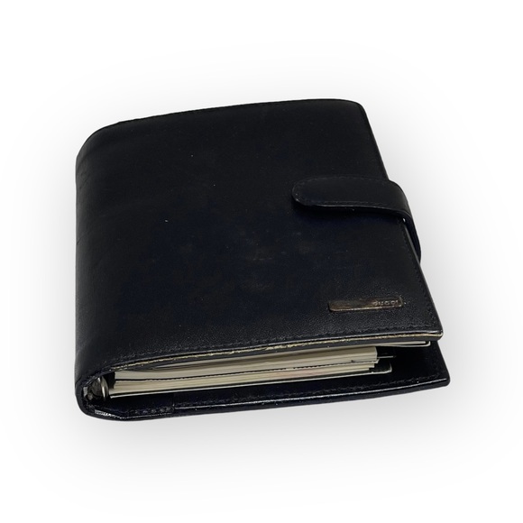 Vintage: Gucci ♛ Small Leather Daily Organizer Book ♛ Gold Logo Hardware Plaque - Picture 4 of 16